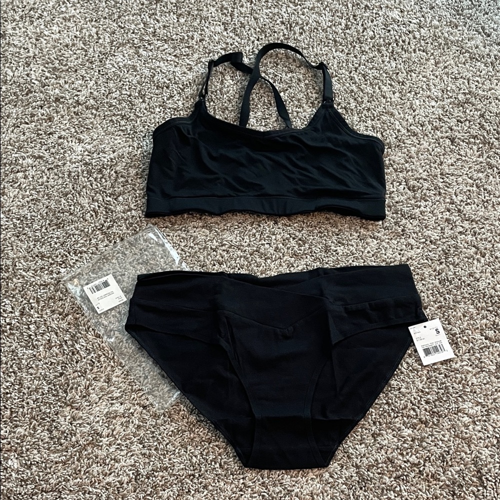 Motherhood Maternity Black Bra/Underwear Set (New)